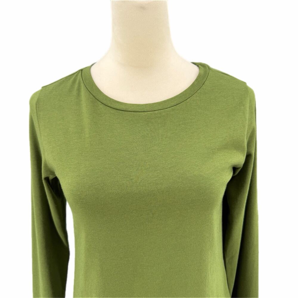 Universal Standard NEW Green Long Sleeve Tee Rex Crew Casual Basic Soft T-shirt - Picture 4 of 13